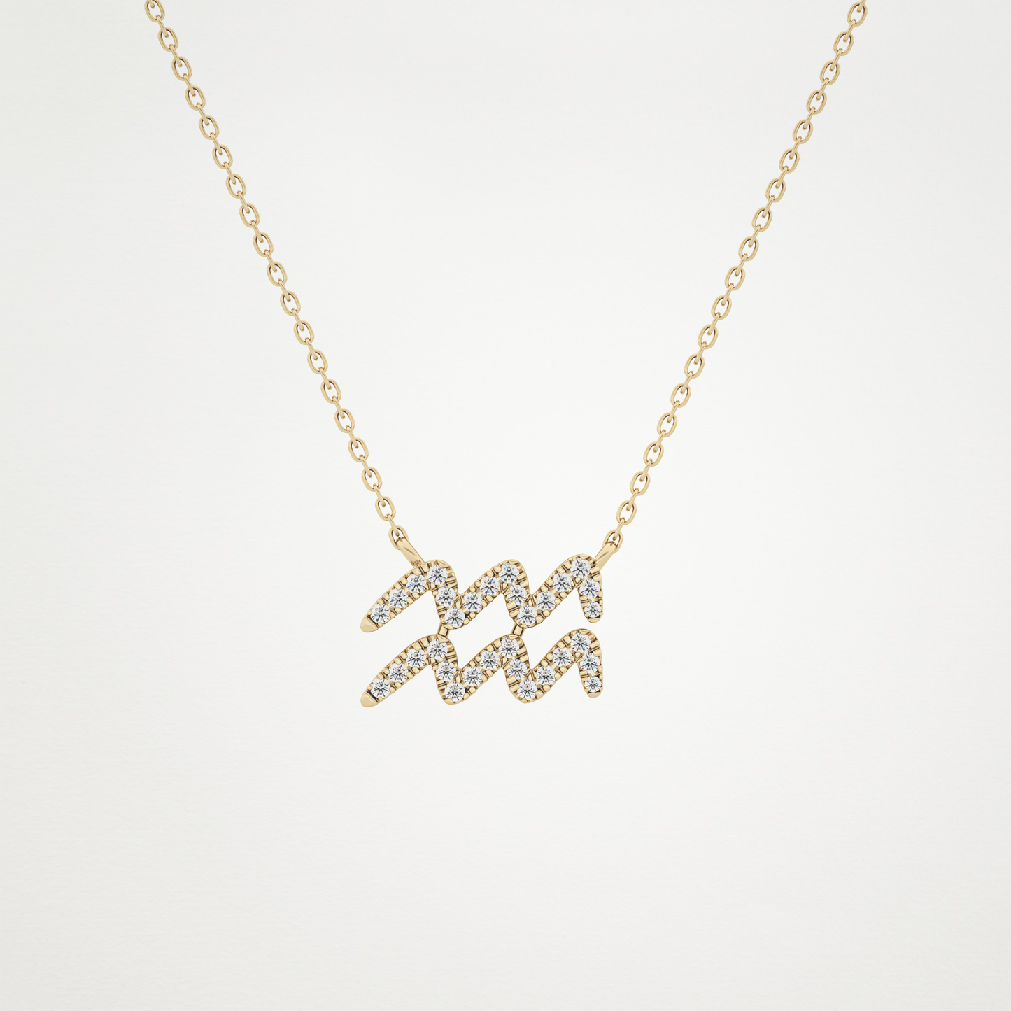 0.114 TCW Round Lab Grown Diamond Aquarius Zodiac Sign Necklace