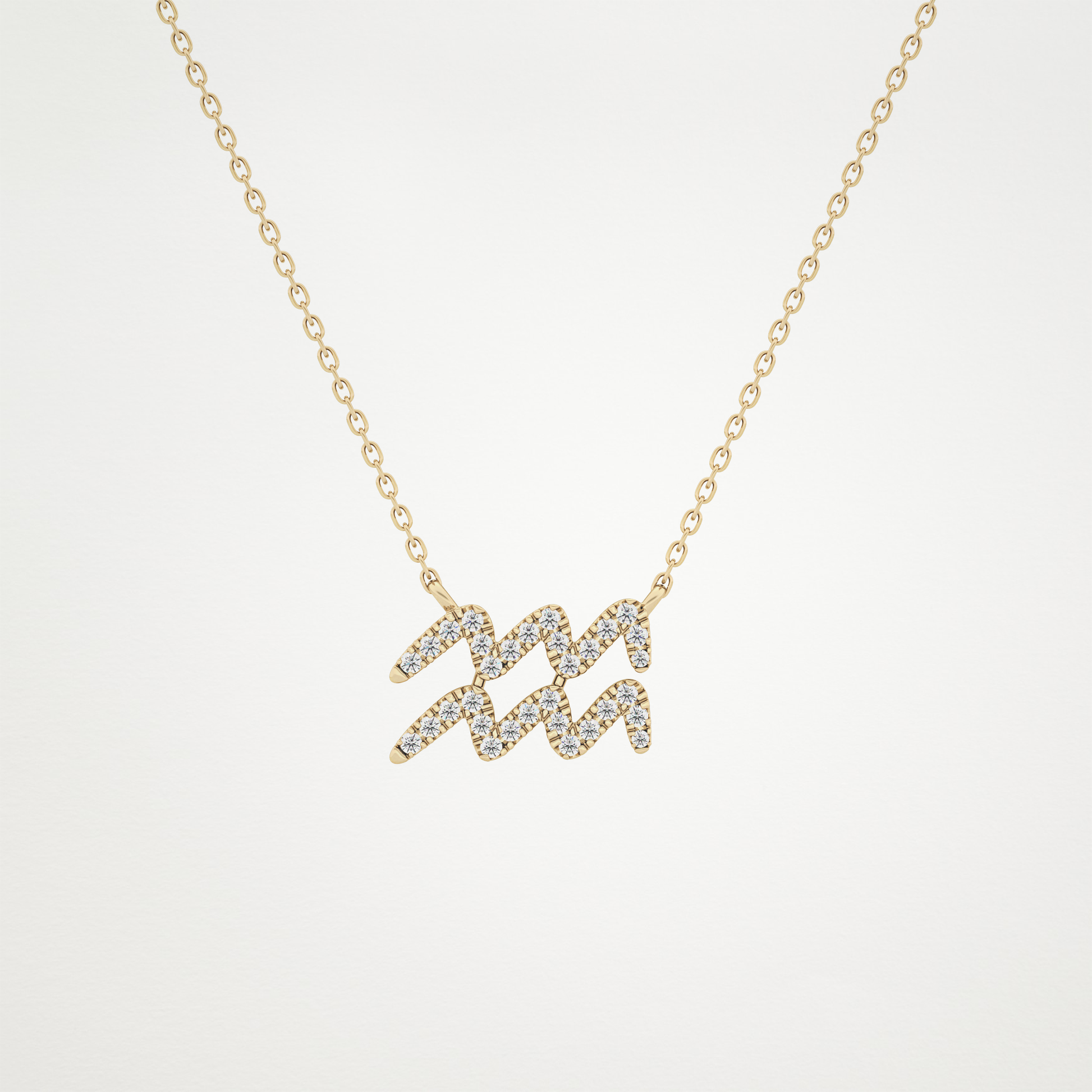 0.114 TCW Round Lab Grown Diamond Aquarius Zodiac Sign Necklace