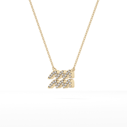 0.114 TCW Round Lab Grown Diamond Aquarius Zodiac Sign Necklace