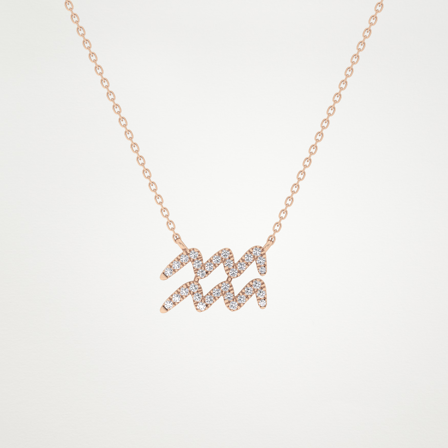 0.114 TCW Round Lab Grown Diamond Aquarius Zodiac Sign Necklace