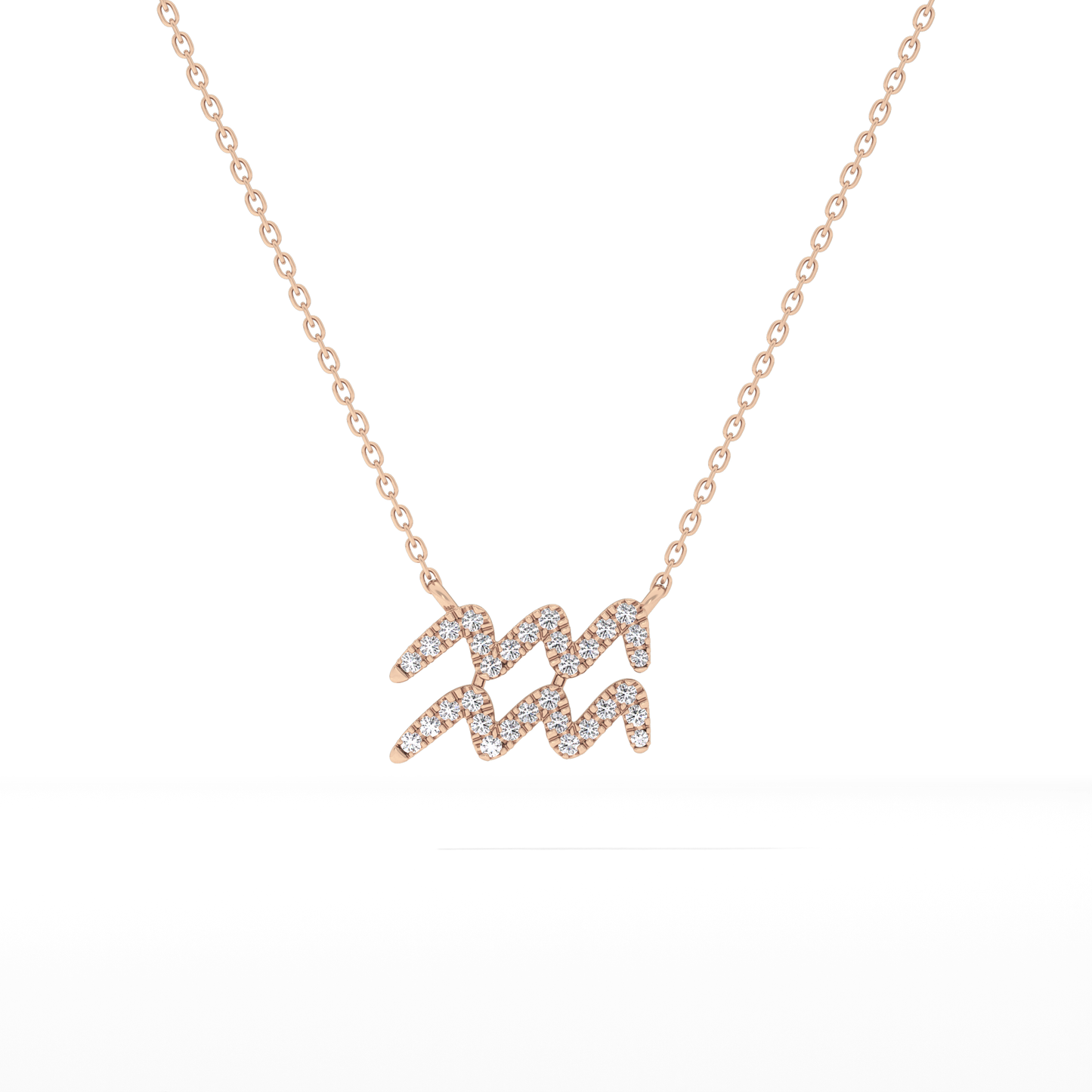 0.114 TCW Round Lab Grown Diamond Aquarius Zodiac Sign Necklace