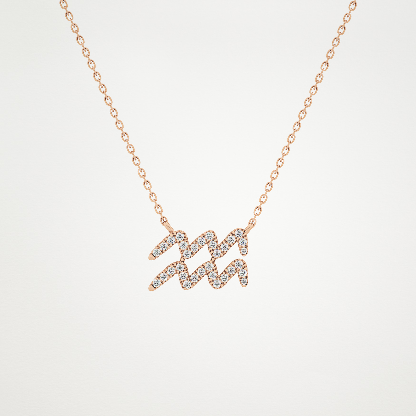 0.114 TCW Round Lab Grown Diamond Aquarius Zodiac Sign Necklace