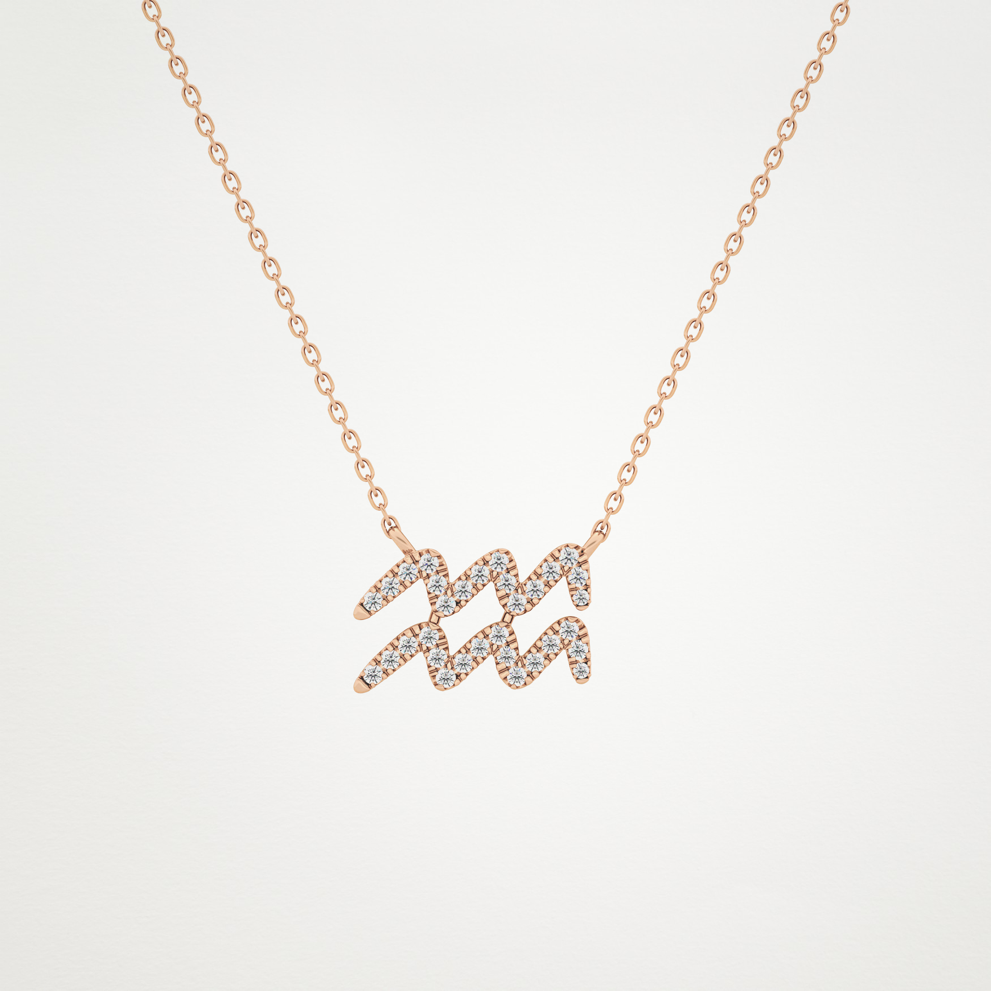 0.114 TCW Round Lab Grown Diamond Aquarius Zodiac Sign Necklace