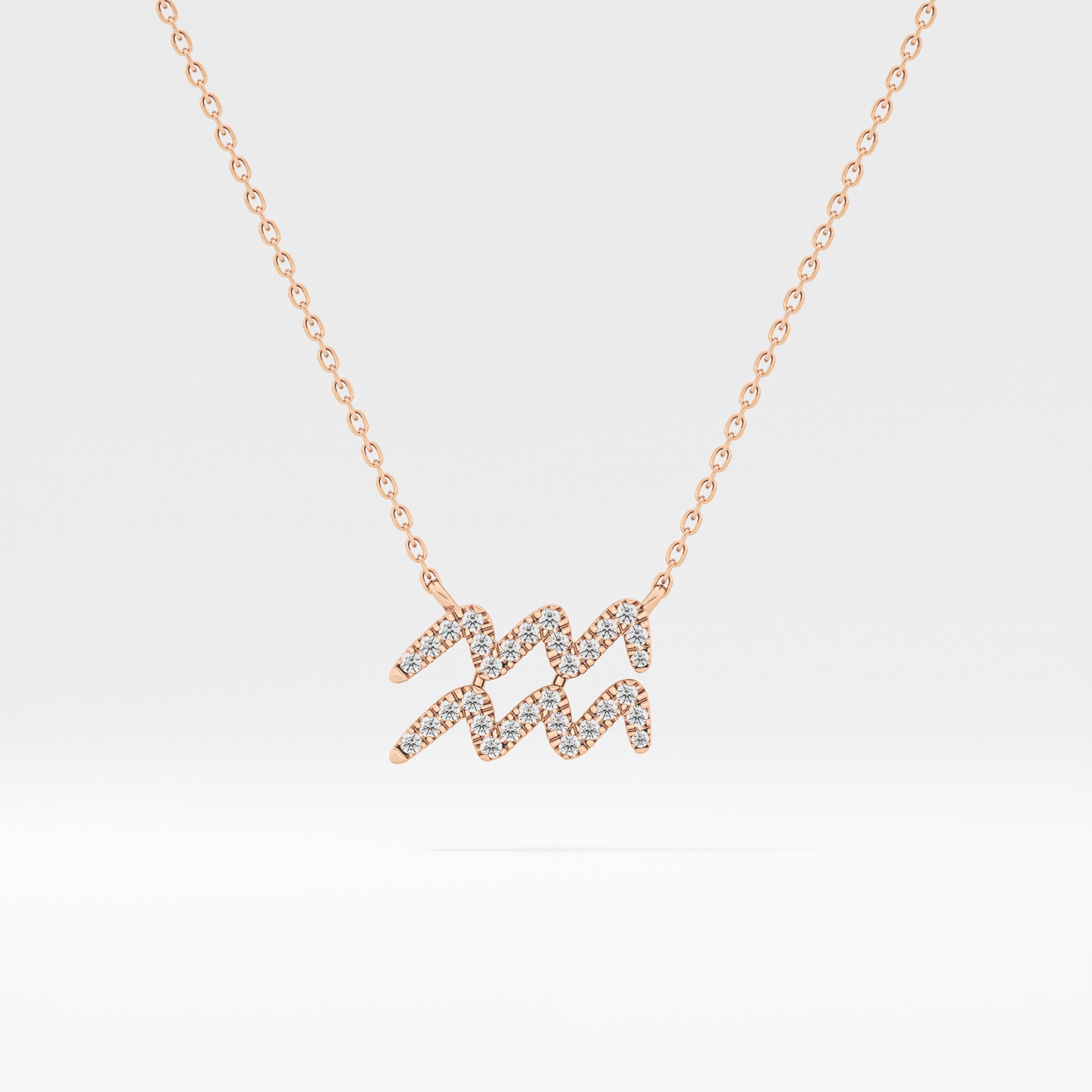0.114 TCW Round Lab Grown Diamond Aquarius Zodiac Sign Necklace