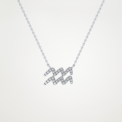 0.114 TCW Round Lab Grown Diamond Aquarius Zodiac Sign Necklace