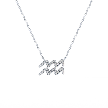 0.114 TCW Round Lab Grown Diamond Aquarius Zodiac Sign Necklace