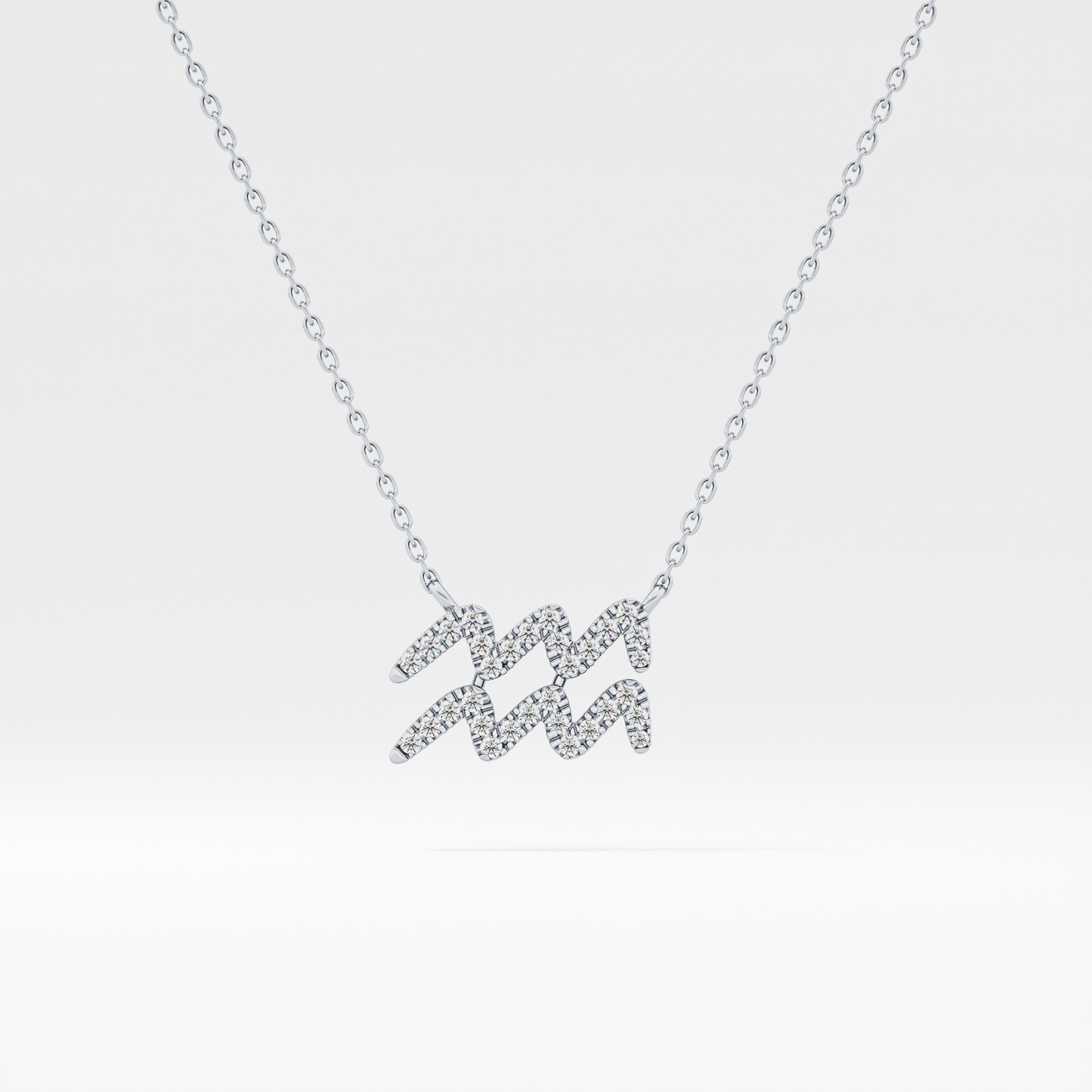 0.114 TCW Round Lab Grown Diamond Aquarius Zodiac Sign Necklace