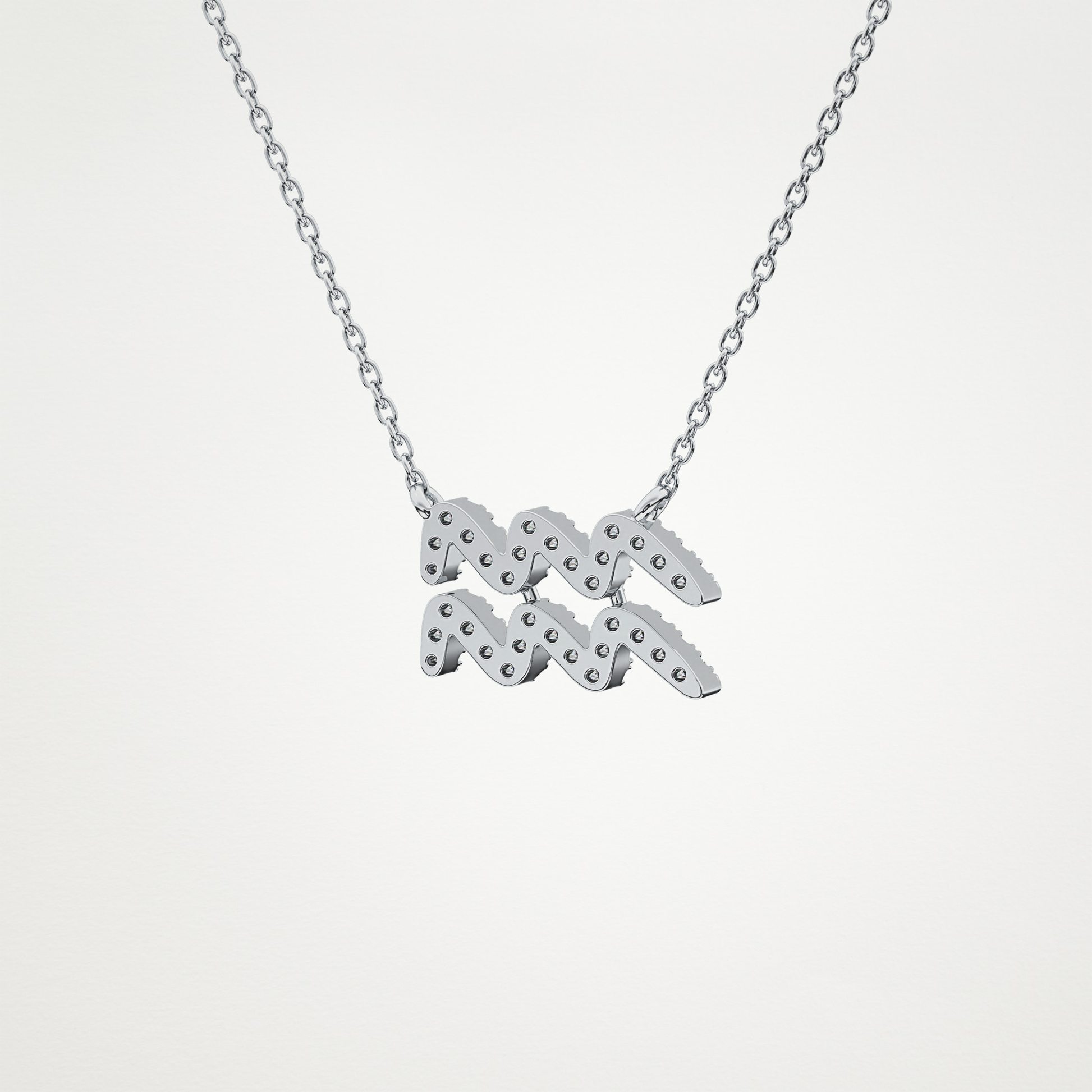 0.114 TCW Round Lab Grown Diamond Aquarius Zodiac Sign Necklace