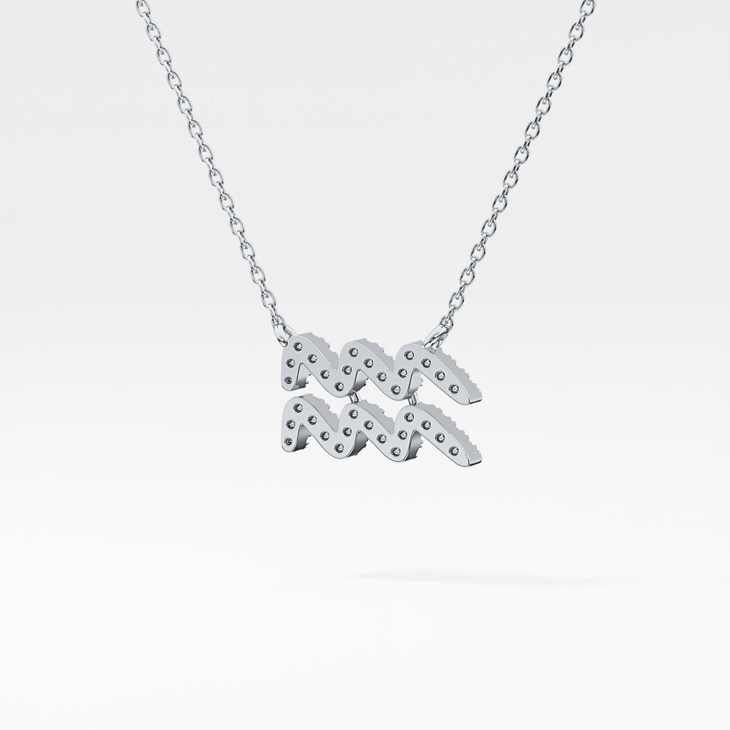 0.114 TCW Round Lab Grown Diamond Aquarius Zodiac Sign Necklace