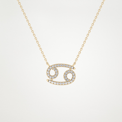 0.175 TCW Round Lab Grown Diamond Cancer Zodiac Sign Necklace