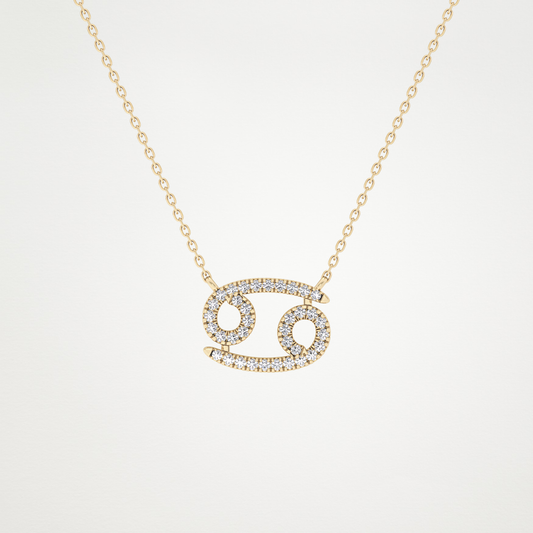 0.175 TCW Round Lab Grown Diamond Cancer Zodiac Sign Necklace