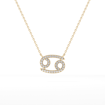 0.175 TCW Round Lab Grown Diamond Cancer Zodiac Sign Necklace