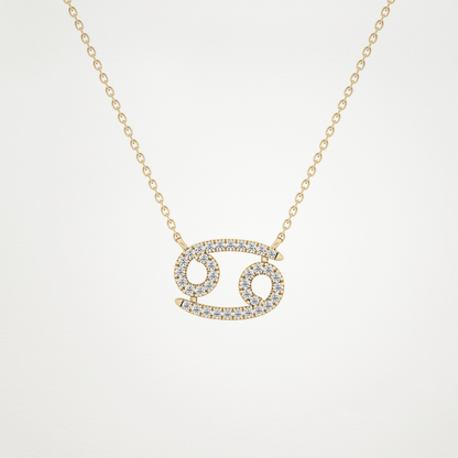 0.175 TCW Round Lab Grown Diamond Cancer Zodiac Sign Necklace