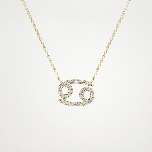 0.175 TCW Round Lab Grown Diamond Cancer Zodiac Sign Necklace