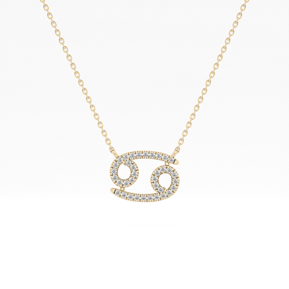 0.175 TCW Round Lab Grown Diamond Cancer Zodiac Sign Necklace