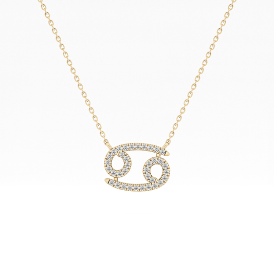 0.175 TCW Round Lab Grown Diamond Cancer Zodiac Sign Necklace