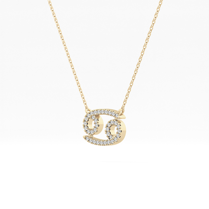 0.175 TCW Round Lab Grown Diamond Cancer Zodiac Sign Necklace