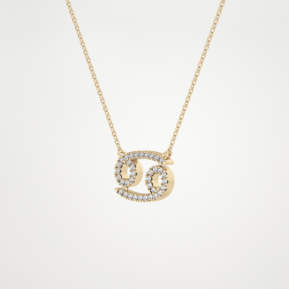 0.175 TCW Round Lab Grown Diamond Cancer Zodiac Sign Necklace