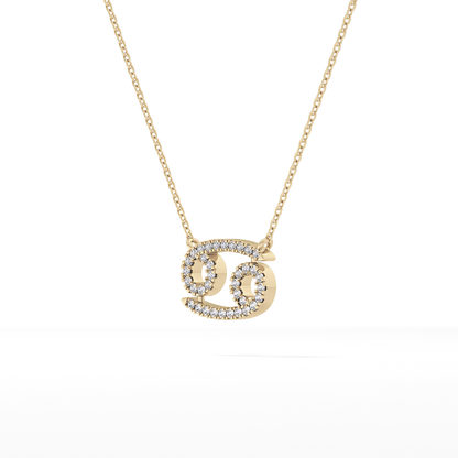 0.175 TCW Round Lab Grown Diamond Cancer Zodiac Sign Necklace
