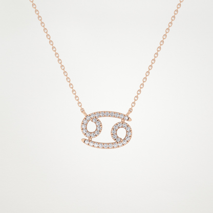0.175 TCW Round Lab Grown Diamond Cancer Zodiac Sign Necklace