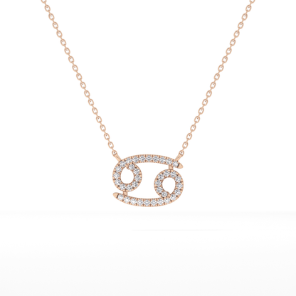 0.175 TCW Round Lab Grown Diamond Cancer Zodiac Sign Necklace
