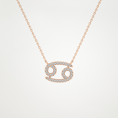 0.175 TCW Round Lab Grown Diamond Cancer Zodiac Sign Necklace