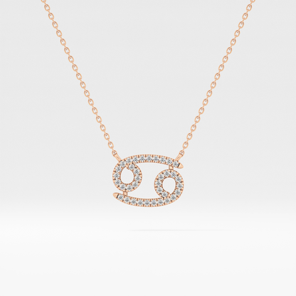 0.175 TCW Round Lab Grown Diamond Cancer Zodiac Sign Necklace