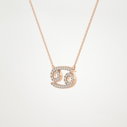 0.175 TCW Round Lab Grown Diamond Cancer Zodiac Sign Necklace