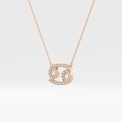 0.175 TCW Round Lab Grown Diamond Cancer Zodiac Sign Necklace