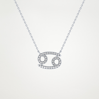 0.175 TCW Round Lab Grown Diamond Cancer Zodiac Sign Necklace