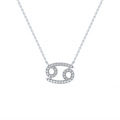 0.175 TCW Round Lab Grown Diamond Cancer Zodiac Sign Necklace