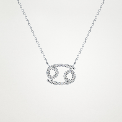 0.175 TCW Round Lab Grown Diamond Cancer Zodiac Sign Necklace