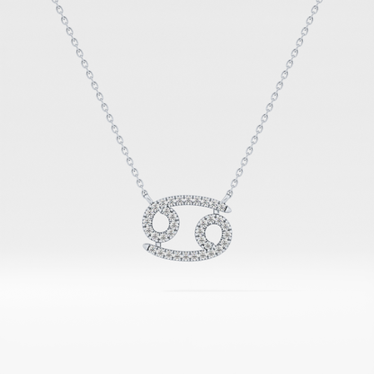 0.175 TCW Round Lab Grown Diamond Cancer Zodiac Sign Necklace