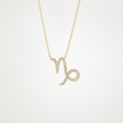 0.108 TCW Round Lab Grown Diamond Capricorn Zodiac Sign Necklace