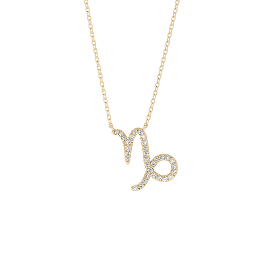 0.108 TCW Round Lab Grown Diamond Capricorn Zodiac Sign Necklace