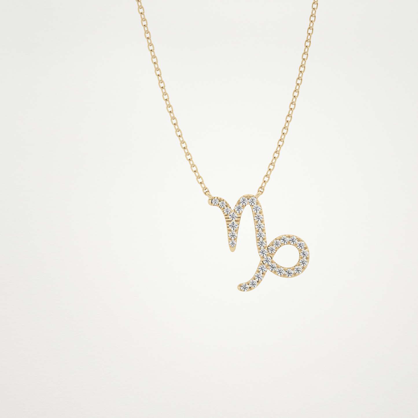 0.108 TCW Round Lab Grown Diamond Capricorn Zodiac Sign Necklace