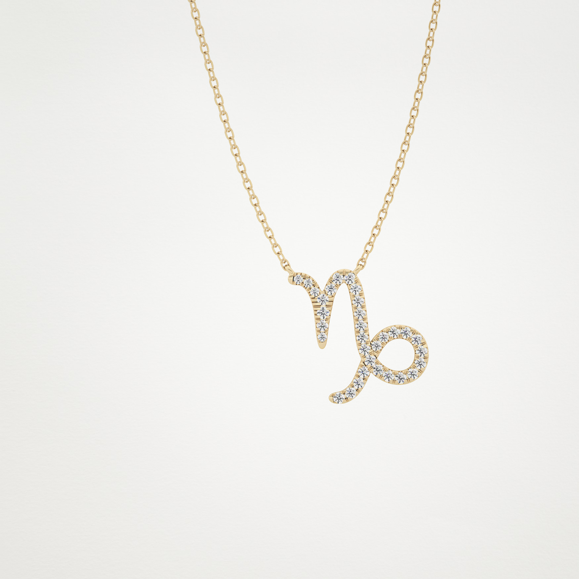 0.108 TCW Round Lab Grown Diamond Capricorn Zodiac Sign Necklace