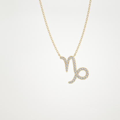 0.108 TCW Round Lab Grown Diamond Capricorn Zodiac Sign Necklace