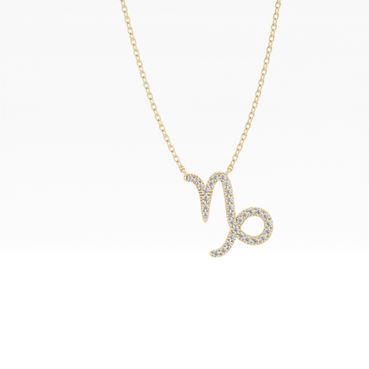 0.108 TCW Round Lab Grown Diamond Capricorn Zodiac Sign Necklace