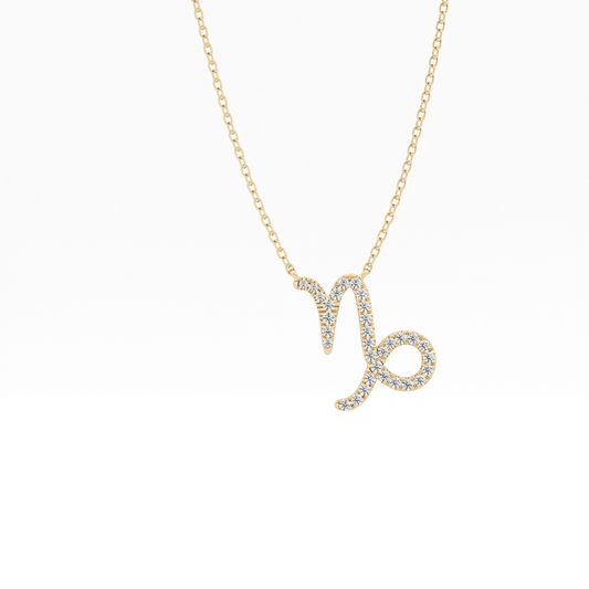 0.108 TCW Round Lab Grown Diamond Capricorn Zodiac Sign Necklace