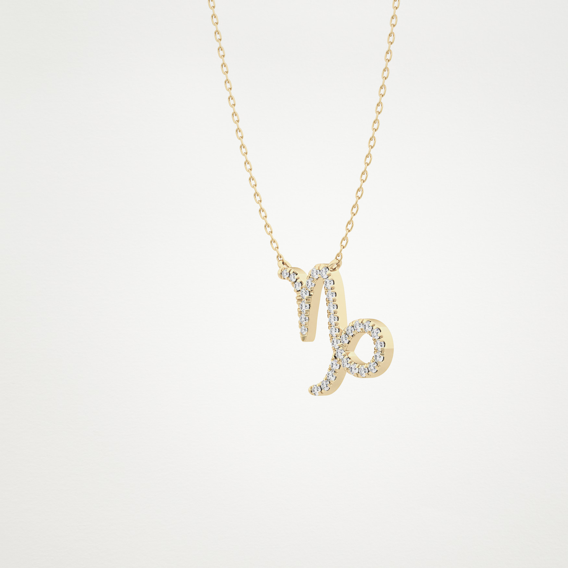0.108 TCW Round Lab Grown Diamond Capricorn Zodiac Sign Necklace