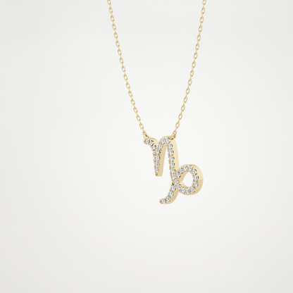 0.108 TCW Round Lab Grown Diamond Capricorn Zodiac Sign Necklace