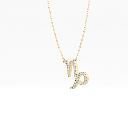 0.108 TCW Round Lab Grown Diamond Capricorn Zodiac Sign Necklace