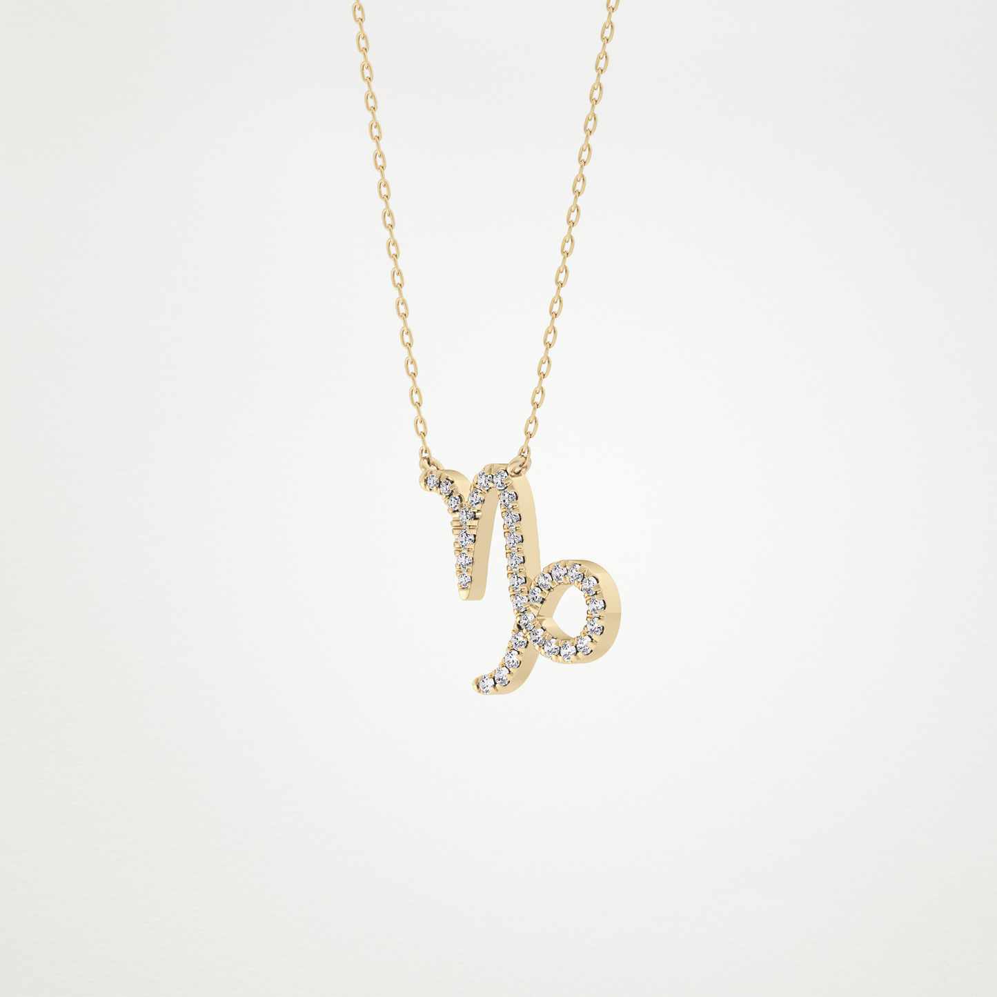 0.108 TCW Round Lab Grown Diamond Capricorn Zodiac Sign Necklace