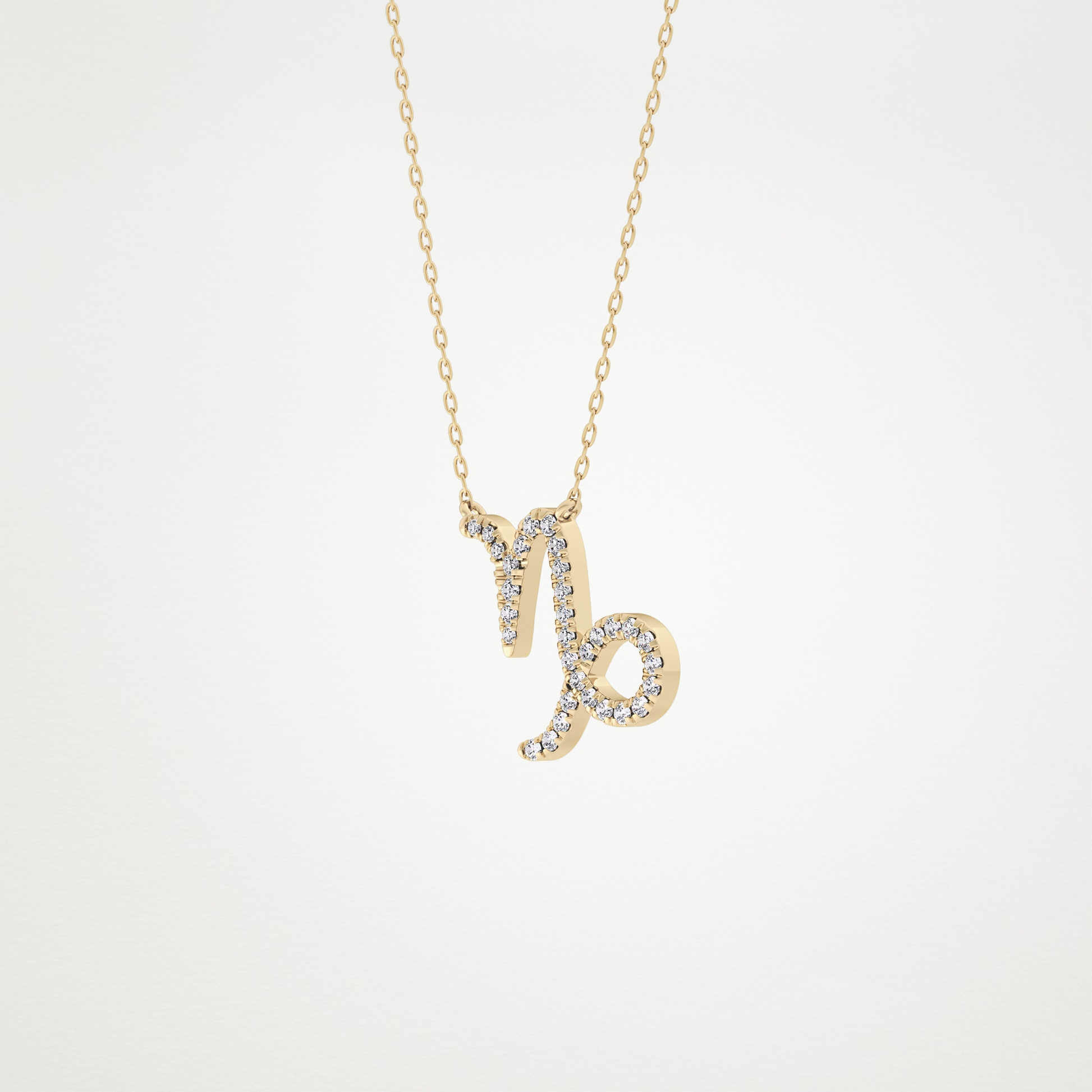 0.108 TCW Round Lab Grown Diamond Capricorn Zodiac Sign Necklace