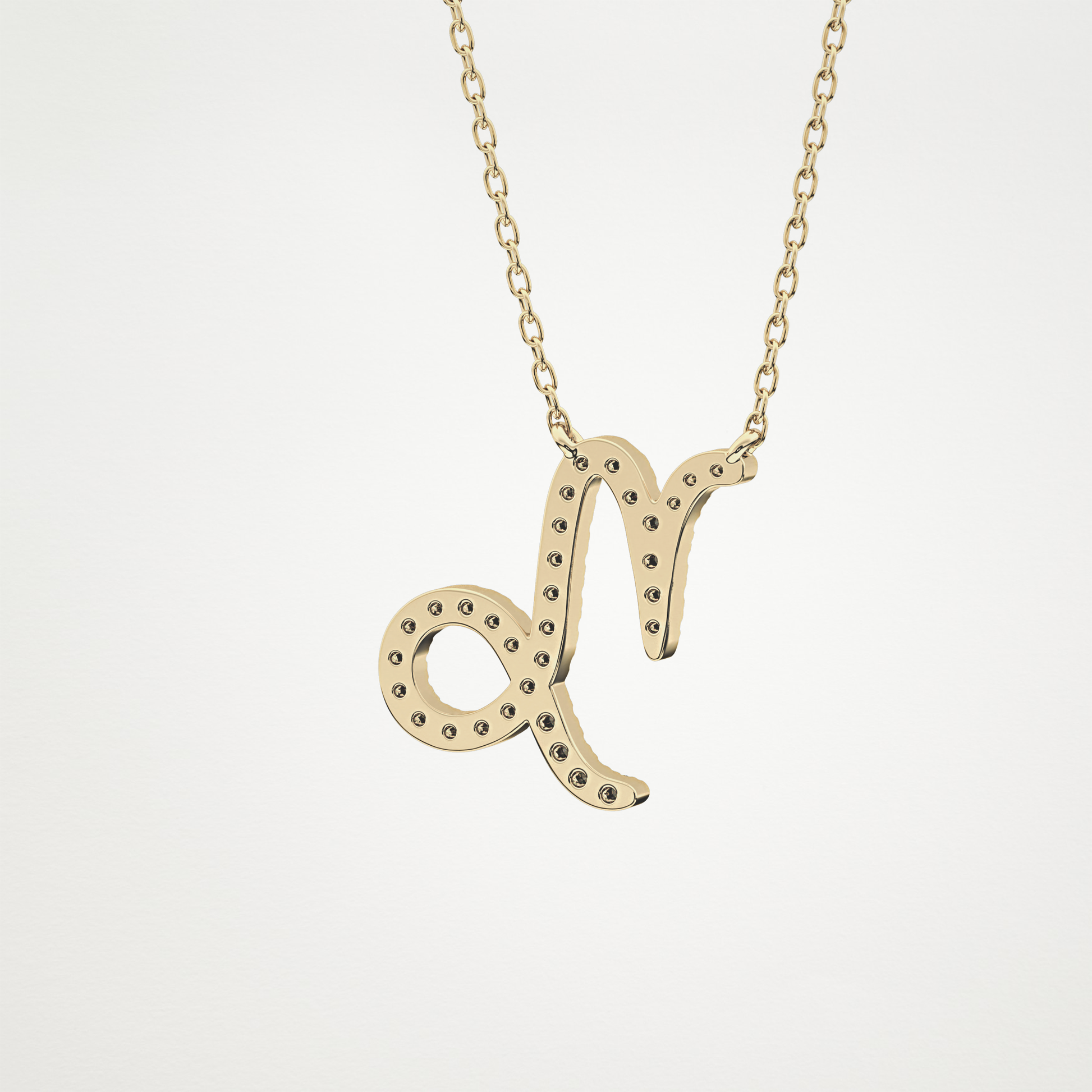 0.108 TCW Round Lab Grown Diamond Capricorn Zodiac Sign Necklace