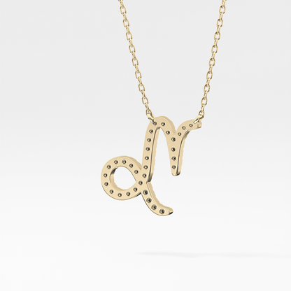 0.108 TCW Round Lab Grown Diamond Capricorn Zodiac Sign Necklace