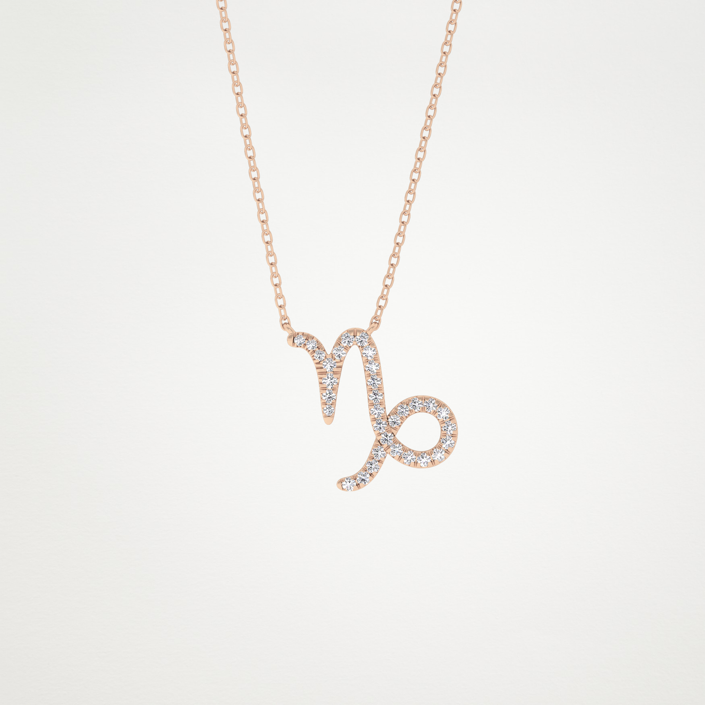 0.108 TCW Round Lab Grown Diamond Capricorn Zodiac Sign Necklace