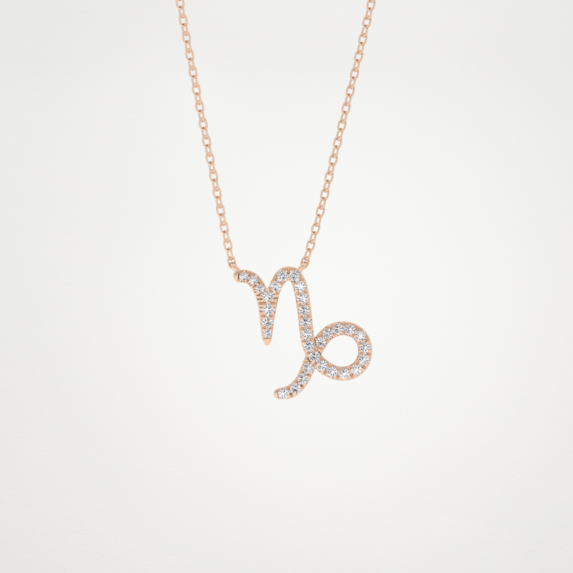 0.108 TCW Round Lab Grown Diamond Capricorn Zodiac Sign Necklace