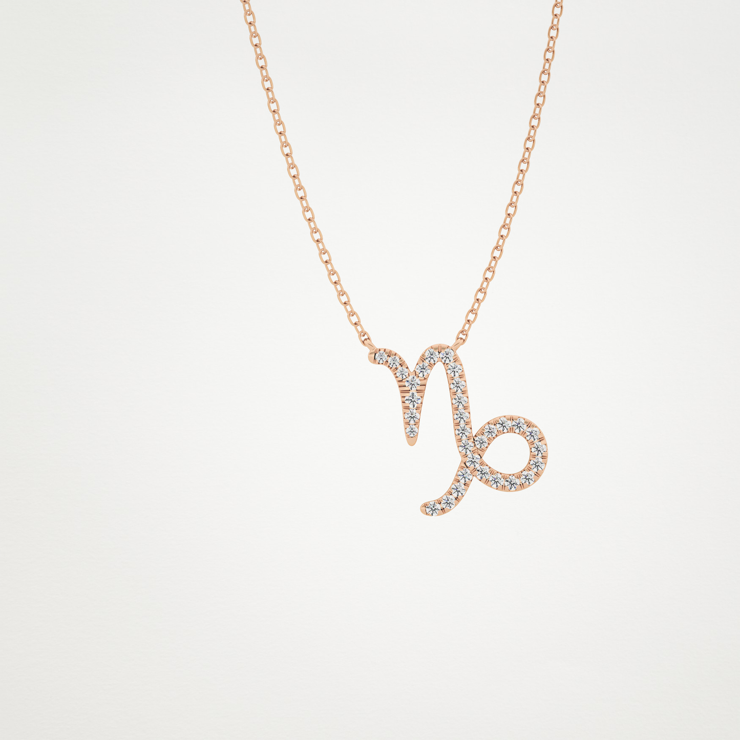 0.108 TCW Round Lab Grown Diamond Capricorn Zodiac Sign Necklace